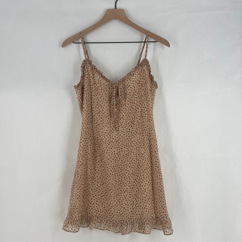 Dress Forum Mini Dress Womens Large Cream Ditsy Floral Smocked Back Flounce‎ Hem